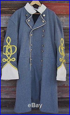 Civil war confederate frock coat with 4 row braids with pleats 50