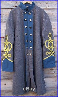 Civil war confederate infantry frock coat with 4 row braids 42