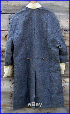 Civil war confederate officers double breasted wool frock coat 4 row braids 42