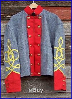 Civil war confederate reenactor artrillery shell jacket with 3 row braids 52