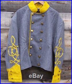 Civil war confederate reenactor cavalry shell jacket with 3 braids 44 01