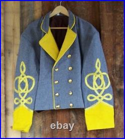 Civil war confederate reenactor cavalry shell jacket with 4 braids 44