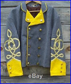 Civil war confederate reenactor cavalry shell jacket with 4 braids 46