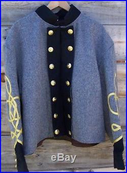 Civil war confederate reenactor shell jacket with 3 row braids 52
