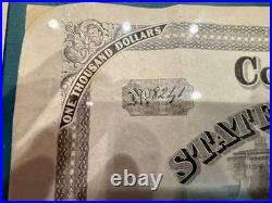 Confederate $1000 Bond Authentic Civil War