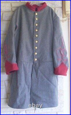 Confederate Artillery Lt Frock Coat, Civil War, New Gray Frock Coat