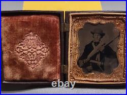 Confederate CIVIL War Soldier Tintype Armed With Rifle