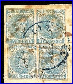 Confederate CSA 7 TWO Horizontal Pairs on 1863 Civil War Cover