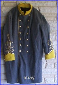 Confederate Cavalry Officer Frock Coat, Gray with Yellow Trim, Civil War, New