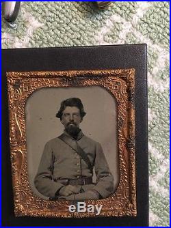 Confederate Civil War Ambrotype 6th plate Virginia Found Gold Gilt Buttons