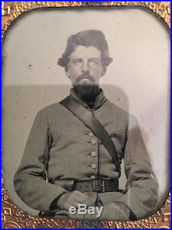 Confederate Civil War Ambrotype 6th plate Virginia Found Gold Gilt Buttons
