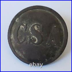 Confederate Civil War Coat Size Button C. S. A CSA w Shank