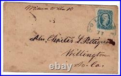 Confederate Civil War Columbia SC Missent & Due 10 to Willington SC