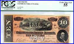 Confederate Civil War Currency 1864 $10 Dollar Bill PCGS Virginia T-68 55 Ten US