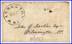 Confederate Civil War Provisional Stampless Warrenton NC PAID 5 to Wilmington NC