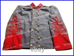 Confederate Civil War Shell Jacket Gray Wool Red Cuffs & Trim, Officer Rank