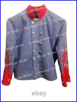 Confederate Civil War Shell Jacket Gray Wool Red Cuffs & Trim, Officer Rank