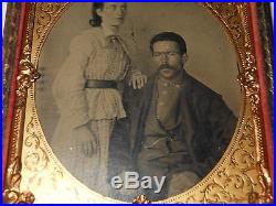 Confederate Civil War Soldier & Wife 1/6 Plate Tintype 1/2 Case