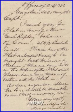 Confederate Forage Master Sends Supplies From Georgetown, SC, To Troops