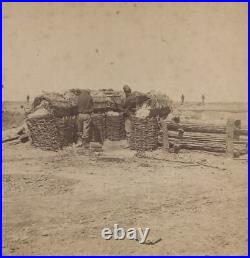 Confederate Fort Mahone Richmond VA Civil War Fort Damnation Stereoview c1864