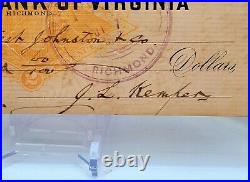 Confederate General James Kemper Civil War Autograph Signed Check Gettysburg