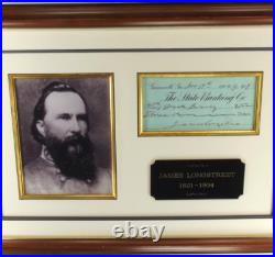 Confederate General James Longstreet Civil War Signed Autograph Check Display