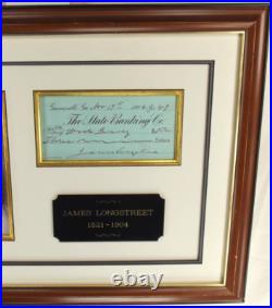 Confederate General James Longstreet Civil War Signed Autograph Check Display