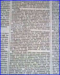 Confederate JEFFERSON DAVIS Inauguration Inaugural Addr 1862 Civil War Newspaper