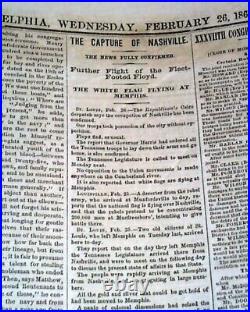 Confederate JEFFERSON DAVIS Inauguration Inaugural Addr 1862 Civil War Newspaper