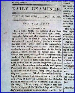 Confederate John S. Mosby Guerrillas Greenback Raid 1864 old Civil War Newspaper