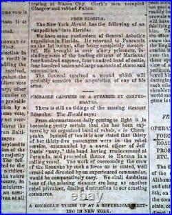 Confederate John S. Mosby Guerrillas Greenback Raid 1864 old Civil War Newspaper