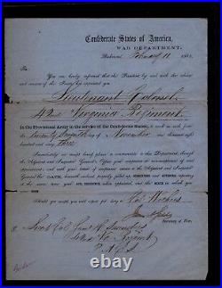 Confederate Military Appointment Samuel Saunders Lt. Col. 42nd Virginia Infantry
