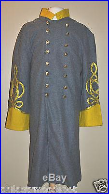 Confederate Officer Frock withYellow Collar & Cuffs Size 34-50 Civil War