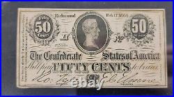 Confederate Richmond 1864 CSA 50-Cents T-72 PF-1 Civil-War RARE GEM