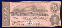 Confederate States $5 Dec. 2, 1862 T-53 UNC Civil War Note