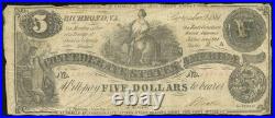 Confederate States CSA Civil War $5 Sept. 2, 1861 T-36