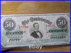 Confederate States of America $50 April, 1863 Richmond Civil War Banknote, Nice