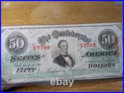 Confederate States of America $50 April, 1863 Richmond Civil War Banknote, Nice