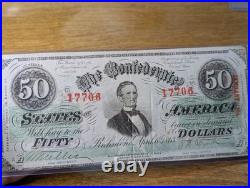 Confederate States of America $50 April, 1863 Richmond Civil War Banknote, Nice