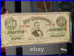 Confederate States of America $50 April, 1863 Richmond Civil War Banknote, Nice