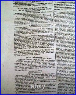 Confederate States of America CHARLESTON South Carolina Civil War 1863 Newspaper