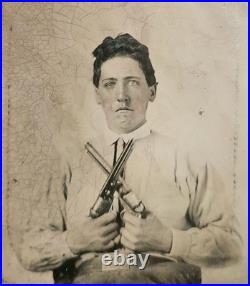 Confederate Tintype 6th Plate Cavalryman Published Double Armed In Battle Shirt