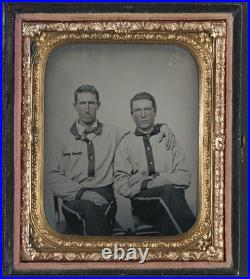 Confederate Tintype 6th Plate Cavalryman Published Double Armed In Battle Shirt