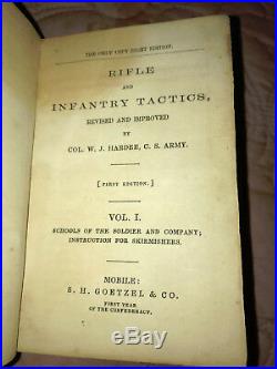 Confederate imprint Hardees Infantry Vol 1 Civil War 1861 Mobile Alabama 1ST