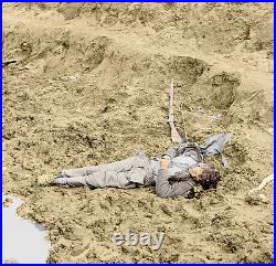 Dead Confederate Soldier Petersburg, VA Color Tinted photo Civil War 02564