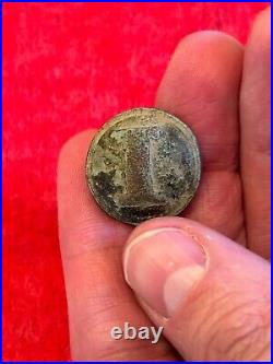 Dug Civil War Confederate Infantry Button-Rare Casting Flaw-NO SHANK HOLE