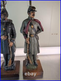 Dunning Industries Inc Civil War Union and Confederate Soldier Table Lamps