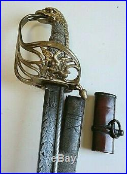 Early CIVIL War Naval Horstmann Confederate Eagle Head Officer Sword Ca 1845