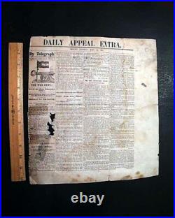 Extremely RARE Civil War CONFEDERATE BROADSIDE Vicksburg MS MAP 1861 Newspaper