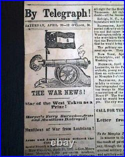 Extremely RARE Civil War CONFEDERATE BROADSIDE Vicksburg MS MAP 1861 Newspaper